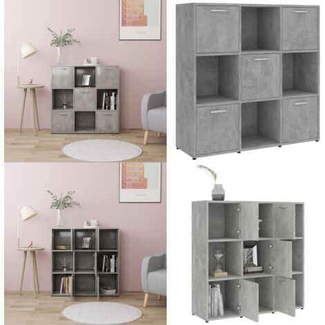 Libreria Grigio Cemento 90x30x90 cm in Legno Multistrato - Libreria grigio cemento - Libreria con ante