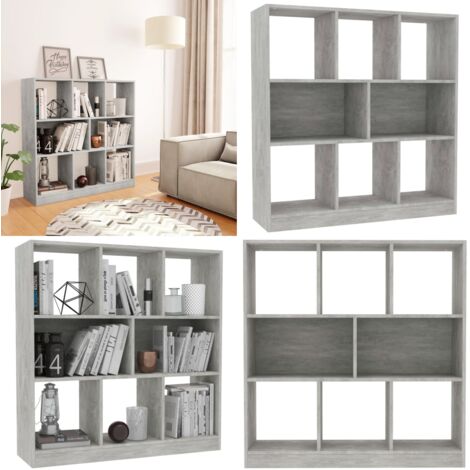 Libreria Grigio Cemento 97,5x29,5x100 cm in Legno Multistrato - Libreria grigio cemento - Libreria con 8 scomparti