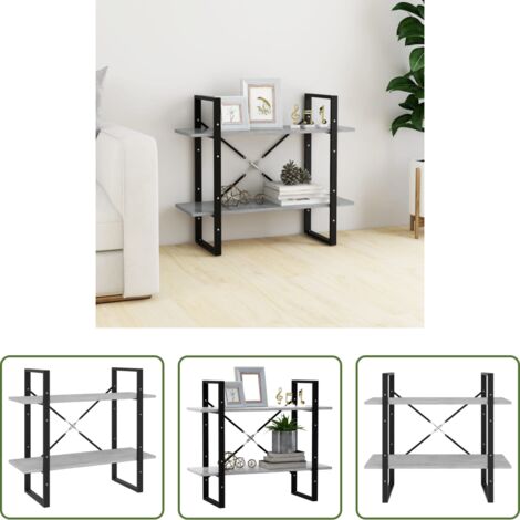 Libreria grigio cemento -  Libreria 2 Ripiani Grigio Cemento 80x30x70 cm Legno Multistrato