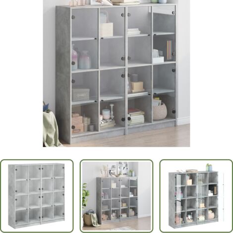 Libreria grigio cemento -  Libreria Ante Grigio Cemento 136x37x142 cm in Legno Multistrato