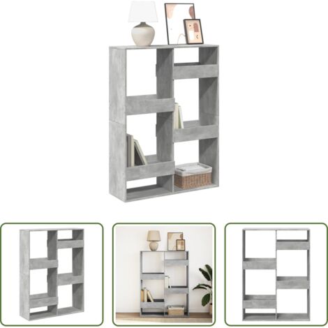 Libreria grigio cemento -  Libreria Grigio Cemento 100x33x135 cm in Legno Multistrato