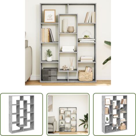 Libreria grigio cemento -  Libreria Grigio Cemento 102x29x143 cm in Legno Multistrato