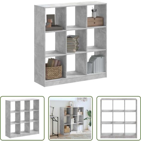 Libreria grigio cemento -  Libreria Grigio Cemento 102x32x108 cm in Legno Multistrato