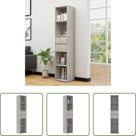 Libreria grigio cemento - Libreria Grigio Cemento 36x30x171 cm in Legno Multistrato