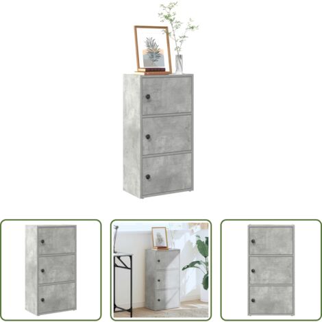 Libreria grigio cemento -  Libreria Grigio Cemento 40x24x77 cm in Legno Multistrato