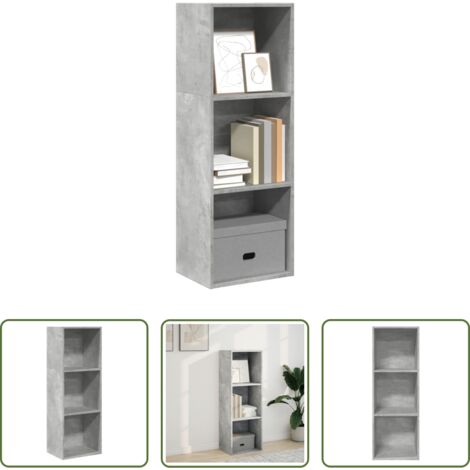 Libreria grigio cemento -  Libreria Grigio Cemento 40x30x114 cm in Legno Multistrato