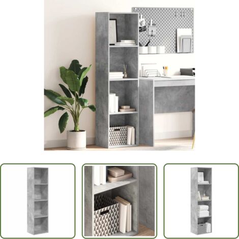 Libreria grigio cemento -  Libreria Grigio Cemento 40x30x152 cm in Legno Multistrato