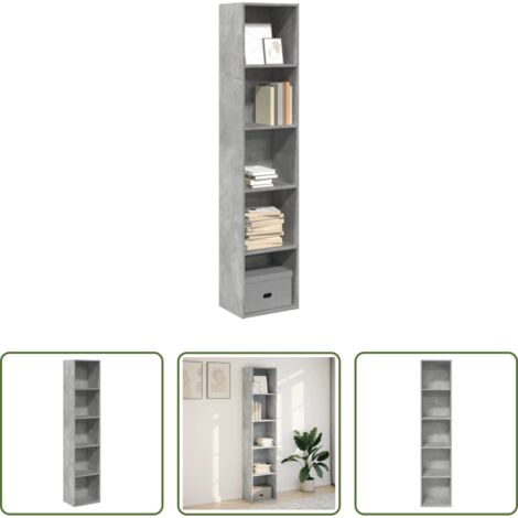 Libreria grigio cemento -  Libreria Grigio Cemento 40x30x189 cm in Legno Multistrato