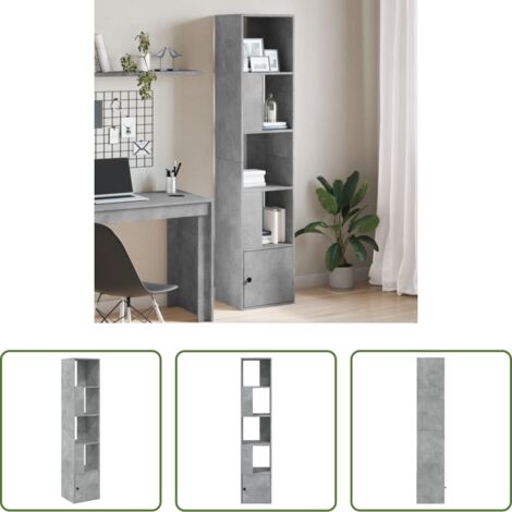 Libreria grigio cemento -  Libreria Grigio Cemento 40x36x189 cm in Legno Multistrato