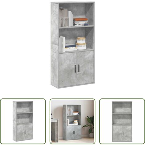 Libreria grigio cemento -  Libreria Grigio Cemento 60x24x120 cm in Legno Multistrato
