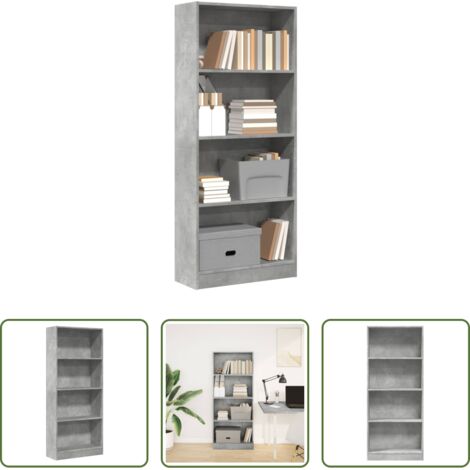 Libreria grigio cemento -  Libreria Grigio Cemento 60x24x143 cm in Legno Multistrato