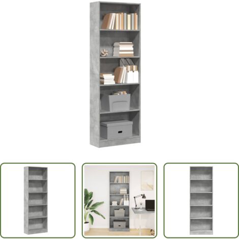Libreria grigio cemento -  Libreria Grigio Cemento 60x24x176 cm in Legno Multistrato