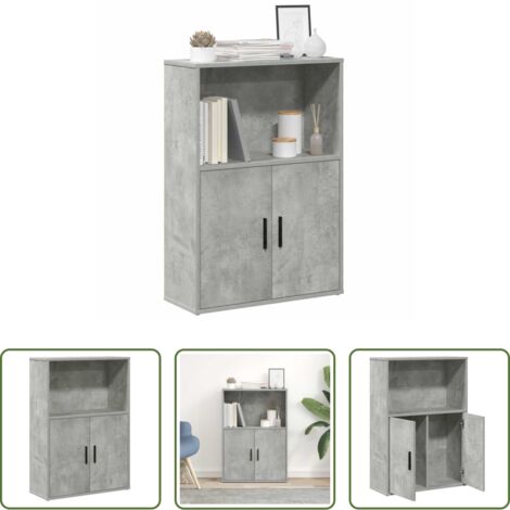 Libreria grigio cemento -  Libreria Grigio Cemento 60x24x85 cm in Legno Multistrato