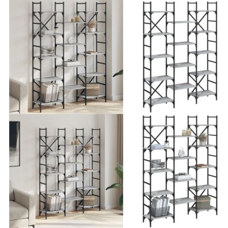 Libreria Grigio Sonoma 127,5x28,5x172,5 cm in Legno Multistrato - Scaffale per libri - Armadio per oggetti