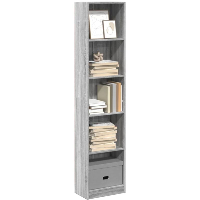 Libreria Grigio Sonoma 40x24x176 cm in Legno Multistrato