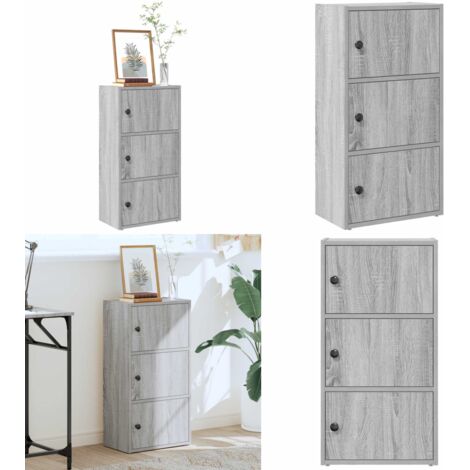 Libreria Grigio Sonoma 40x24x77 cm in Legno Multistrato - Armadio con ante - Libreria grigio sonoma