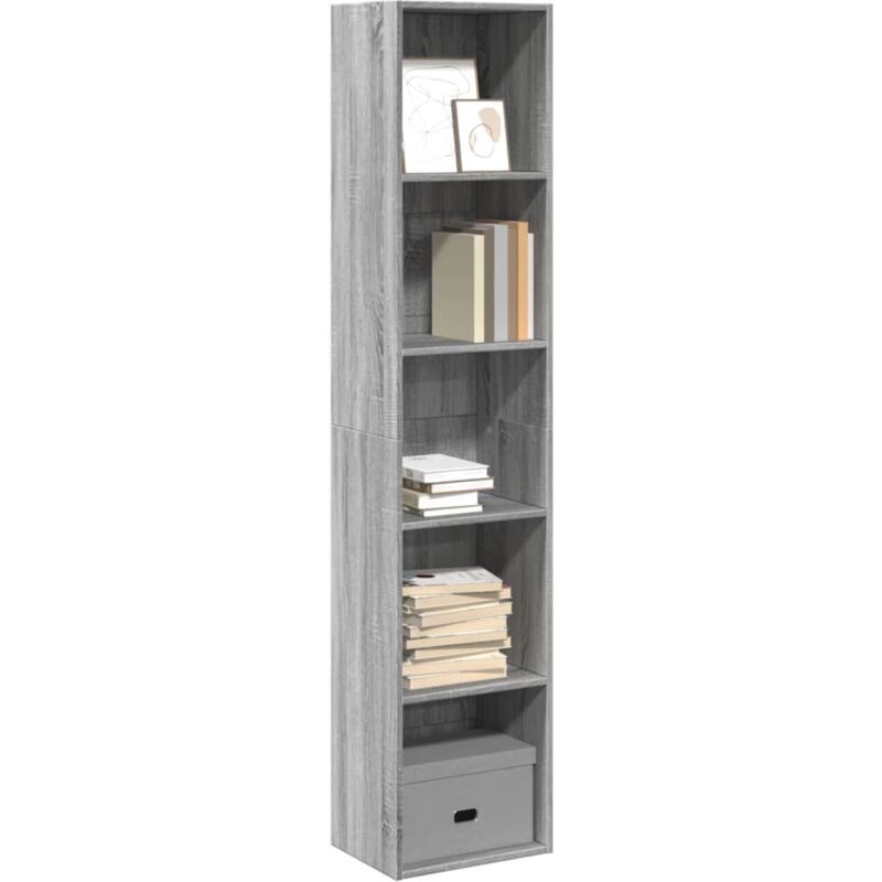 Libreria Grigio Sonoma 40x30x189 cm in Legno Multistrato