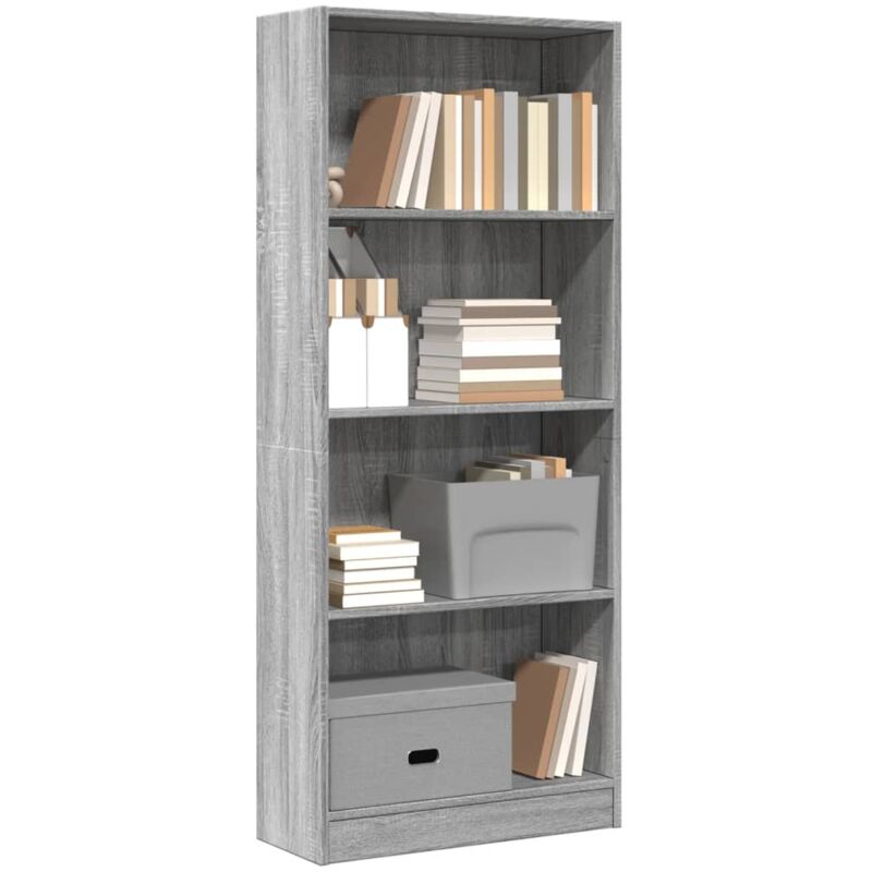 Libreria Grigio Sonoma 60x24x143 cm in Legno Multistrato