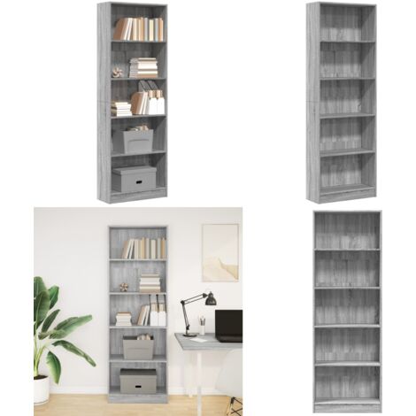 Libreria Grigio Sonoma 60x24x176 cm in Legno Multistrato - Libreria grigia - Libreria multistrato