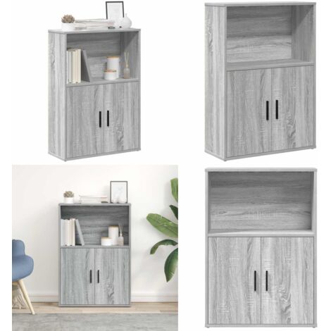Libreria Grigio Sonoma 60x24x85 cm in Legno Multistrato - Libreria grigio sonoma - Libreria con ante
