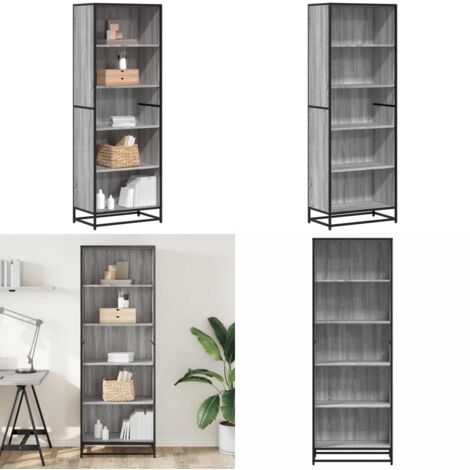 Libreria Grigio Sonoma 60x35x170,5 cm in Truciolato - Libreria moderna - Scaffale portaoggetti