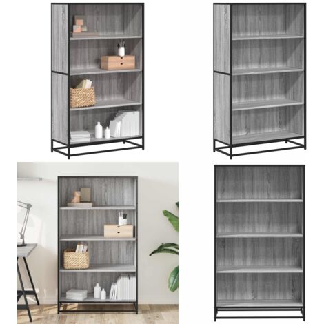 Libreria Grigio Sonoma 80,5x35x139 cm in Truciolato - Libreria moderna - Libreria in metallo