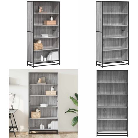 Libreria Grigio Sonoma 80,5x35x170,5 cm in Truciolato - Libreria moderna - Scaffale portaoggetti