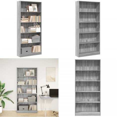 Libreria Grigio Sonoma 80x24x176 cm in Legno Multistrato - Libreria grigio sonoma - Libreria multistrato