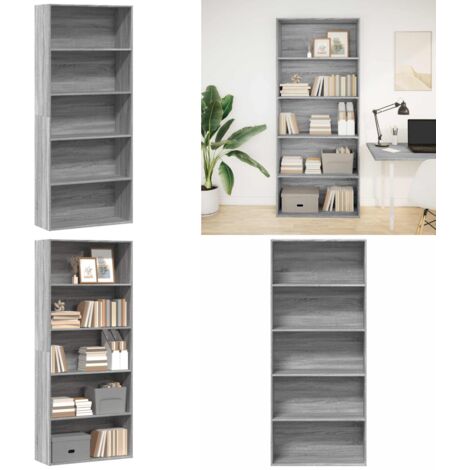 Libreria Grigio Sonoma 80x30x189 cm in Legno Multistrato - Libreria grigio sonoma - Libreria multistrato