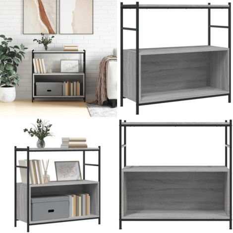 Libreria Grigio Sonoma 80x30x78,5 cm Legno Multistrato e Ferro - Libreria in metallo - Libreria industriale