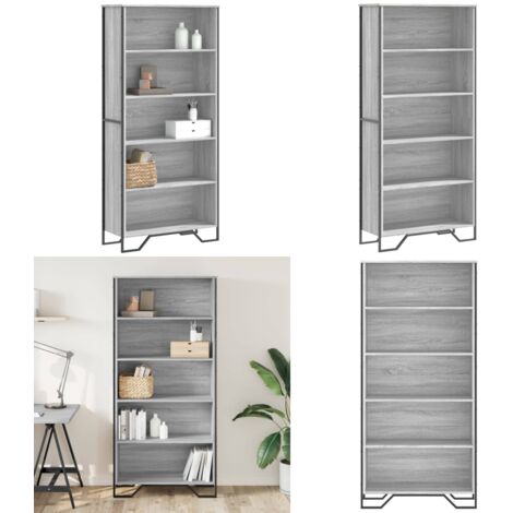 Libreria Grigio Sonoma 80x31x169 cm in Truciolato - Libreria grigio sonoma - Libreria con 5 vani