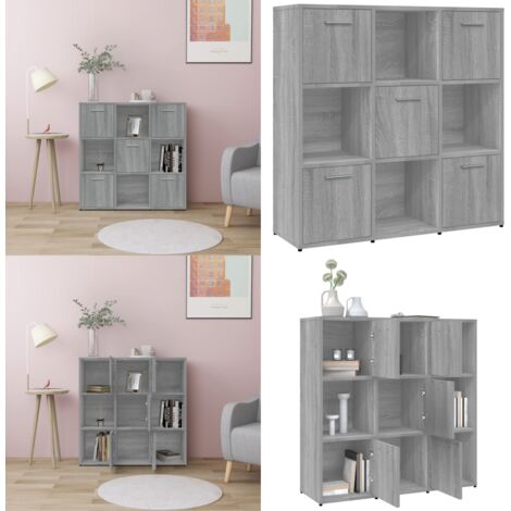Libreria Grigio Sonoma 90x30x90 cm in Legno Multistrato - Libreria grigio sonoma - Libreria con ante