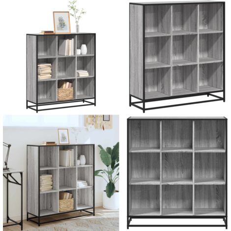 Libreria Grigio Sonoma 97,5x33x107,5 cm Multistrato e Metallo - Armadietto moderno - Scaffale portaoggetti