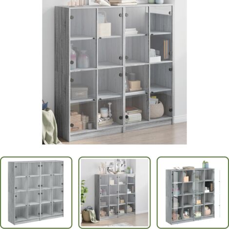Libreria grigio sonoma -  Libreria Ante Grigio Sonoma 136x37x142 cm in Legno Multistrato