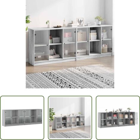 Libreria grigio sonoma -  Libreria con Ante Grigio Sonoma 204x37x75 cm Legno Multistrato