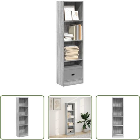 Libreria grigio sonoma -  Libreria Grigio Sonoma 40x24x143 cm in Legno Multistrato