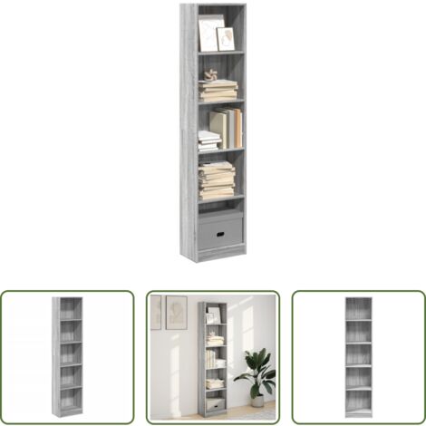 Libreria grigio sonoma -  Libreria Grigio Sonoma 40x24x176 cm in Legno Multistrato