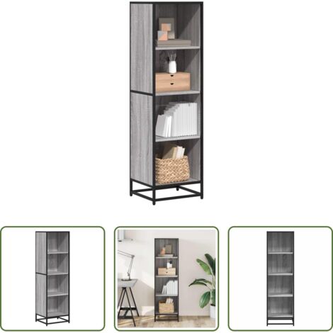 Libreria grigio sonoma -  Libreria Grigio Sonoma 40x35x139 cm in Legno Multistrato