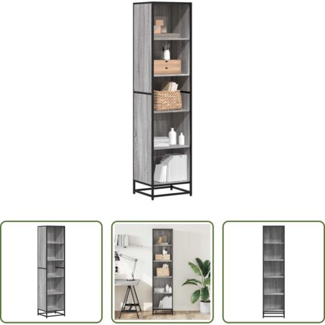 Libreria grigio sonoma -  Libreria Grigio Sonoma 40x35x170,5 cm in Legno Multistrato