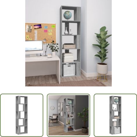 Libreria grigio sonoma -  Libreria Grigio Sonoma 45x24x160 cm in Legno Multistrato