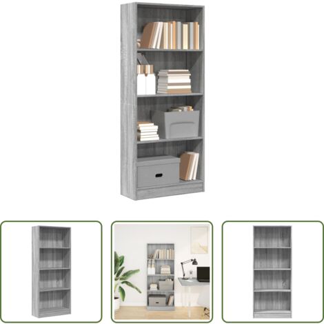 Libreria grigio sonoma -  Libreria Grigio Sonoma 60x24x143 cm in Legno Multistrato