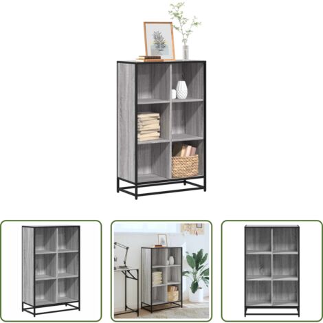 Libreria grigio sonoma -  Libreria Grigio Sonoma 65,5x33x107,5 cm in Legno Multistrato