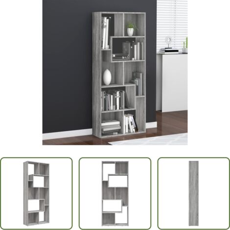 Libreria grigio sonoma -  Libreria Grigio Sonoma 67x24x161 cm in Legno Ingegnerizzato