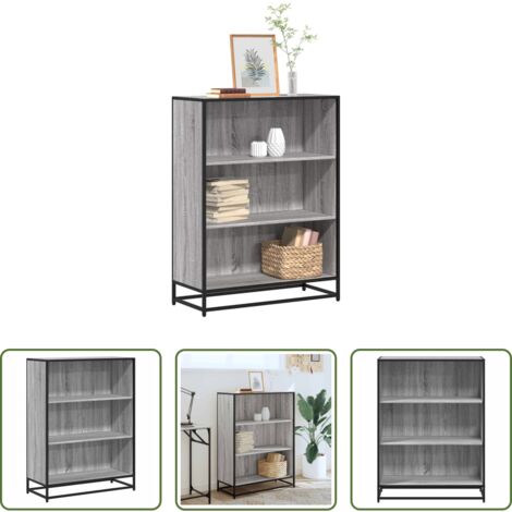 Libreria grigio sonoma -  Libreria Grigio Sonoma 80,5x35x107,5 cm in Legno Multistrato