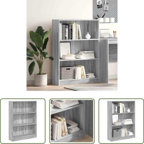 Libreria grigio sonoma -  Libreria Grigio Sonoma 80x24x109 cm in Legno Multistrato