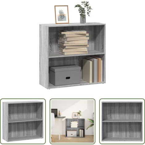 Libreria grigio sonoma -  Libreria Grigio Sonoma 80x30x77 cm in Legno Multistrato