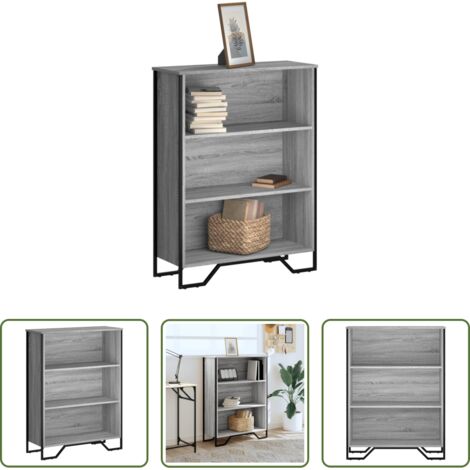 Libreria grigio sonoma -  Libreria Grigio Sonoma 80x31x106 cm in Legno Multistrato