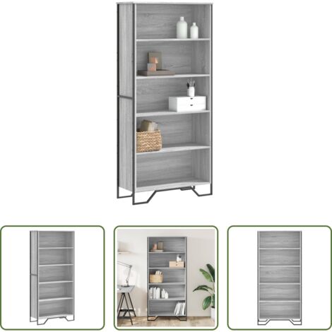 Libreria grigio sonoma -  Libreria Grigio Sonoma 80x31x169 cm in Truciolato