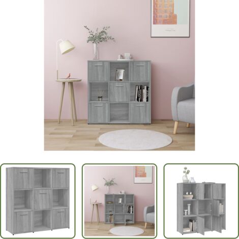 Libreria grigio sonoma -  Libreria Grigio Sonoma 90x30x90 cm in Legno Multistrato