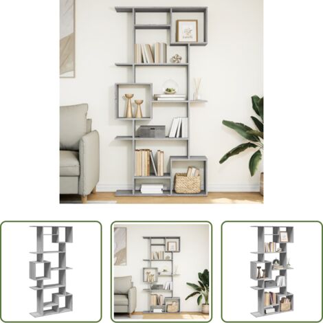 Libreria grigio sonoma -  Libreria Grigio Sonoma 92x29x188 cm in Legno Multistrato